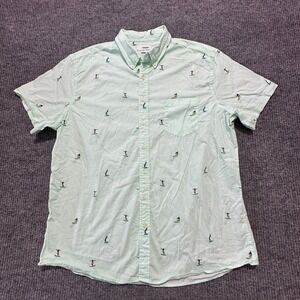 Sonoma Goods For Life Mens Button Down Shirt 2XL Beach Surf Print Short Sleeve